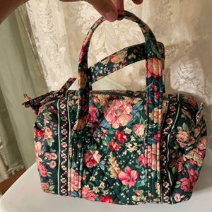 Soft floral material shoulder bag
